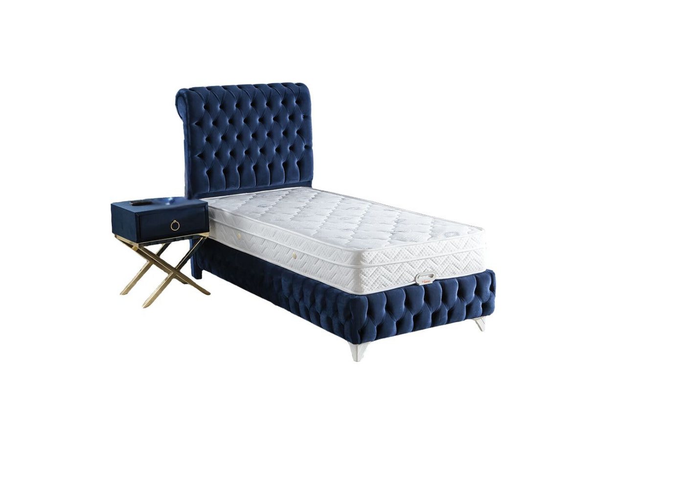 Villa Möbel Boxspringbett BLAUE DIAMANT (Bett Set, Bettset), Bettkasten mit XXL Stauraum & Gasdruckfedern für einfache Handhabung von Villa Möbel