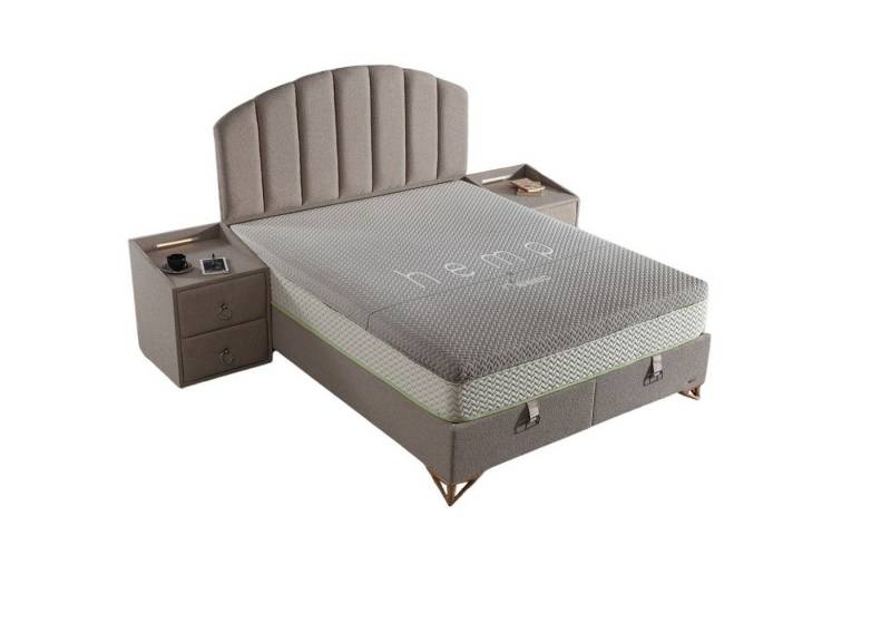 Villa Möbel Boxspringbett LORA (Bett Set, Bettset), Bettkasten mit XXL Stauraum & Gasdruckfedern für einfache Handhabung von Villa Möbel
