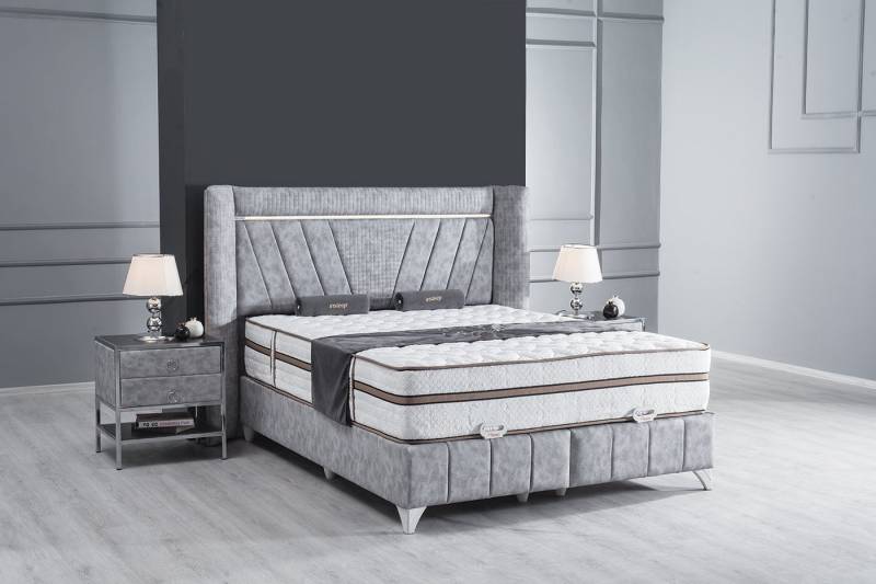 Villa Möbel Boxspringbett LUSSAT (Bett Set, Bettset), Bettkasten mit XXL Stauraum & Gasdruckfedern für einfache Handhabung von Villa Möbel