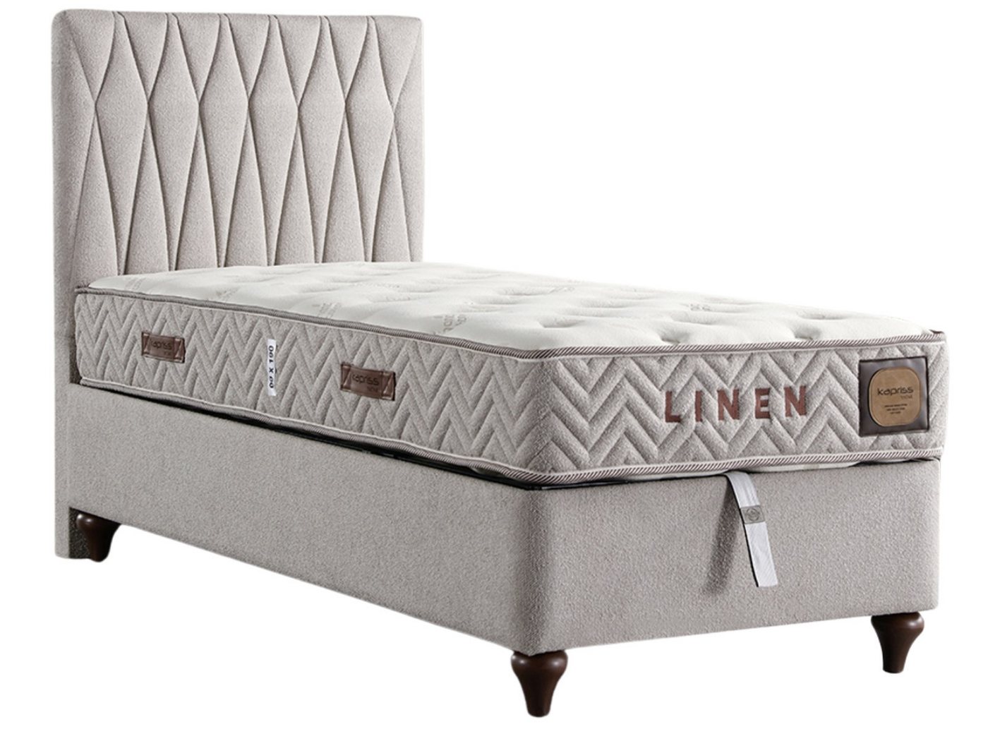 Villa Möbel Boxspringbett Linen (Bett Set, Bett Set), XXL-Bettkasten mit Gasdruckfedern  mühelos & geräumig von Villa Möbel