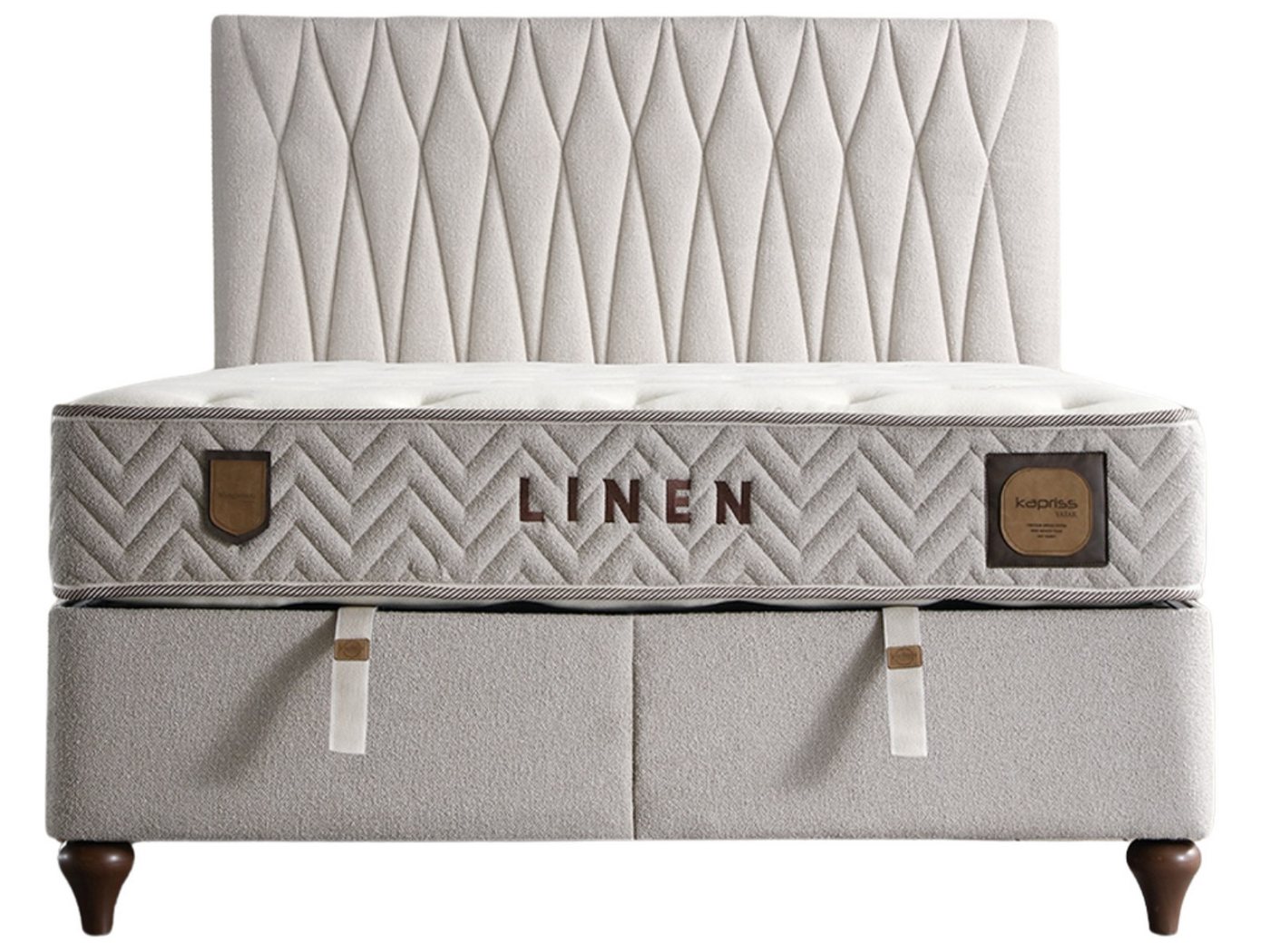 Villa Möbel Boxspringbett Linen (Bett Set, Bett Set), XXL-Bettkasten mit Gasdruckfedern  mühelos & geräumig von Villa Möbel