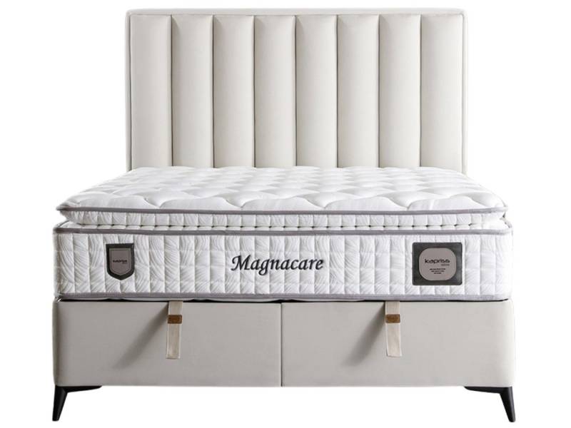 Villa Möbel Boxspringbett Magnecare Creme (Bett Set, Bett Set), XXL-Bettkasten mit Gasdruckfedern  mühelos & geräumig von Villa Möbel