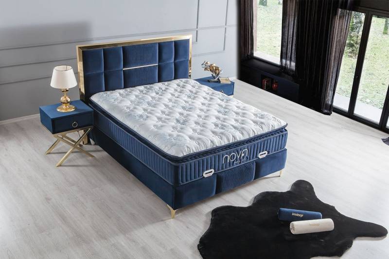 Villa Möbel Boxspringbett NOVA (Bett Set, Bettset), Bettkasten mit XXL Stauraum & Gasdruckfedern für einfache Handhabung von Villa Möbel