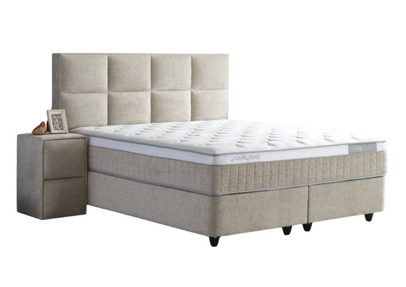 Villa Möbel Boxspringbett Ocean (Bett Set, Bett Set aus Bettkasten, Kopfteil und Matratze), Bettkasten mit XXL Stauraum & Gasdruckfedern für einfache Handhabung von Villa Möbel