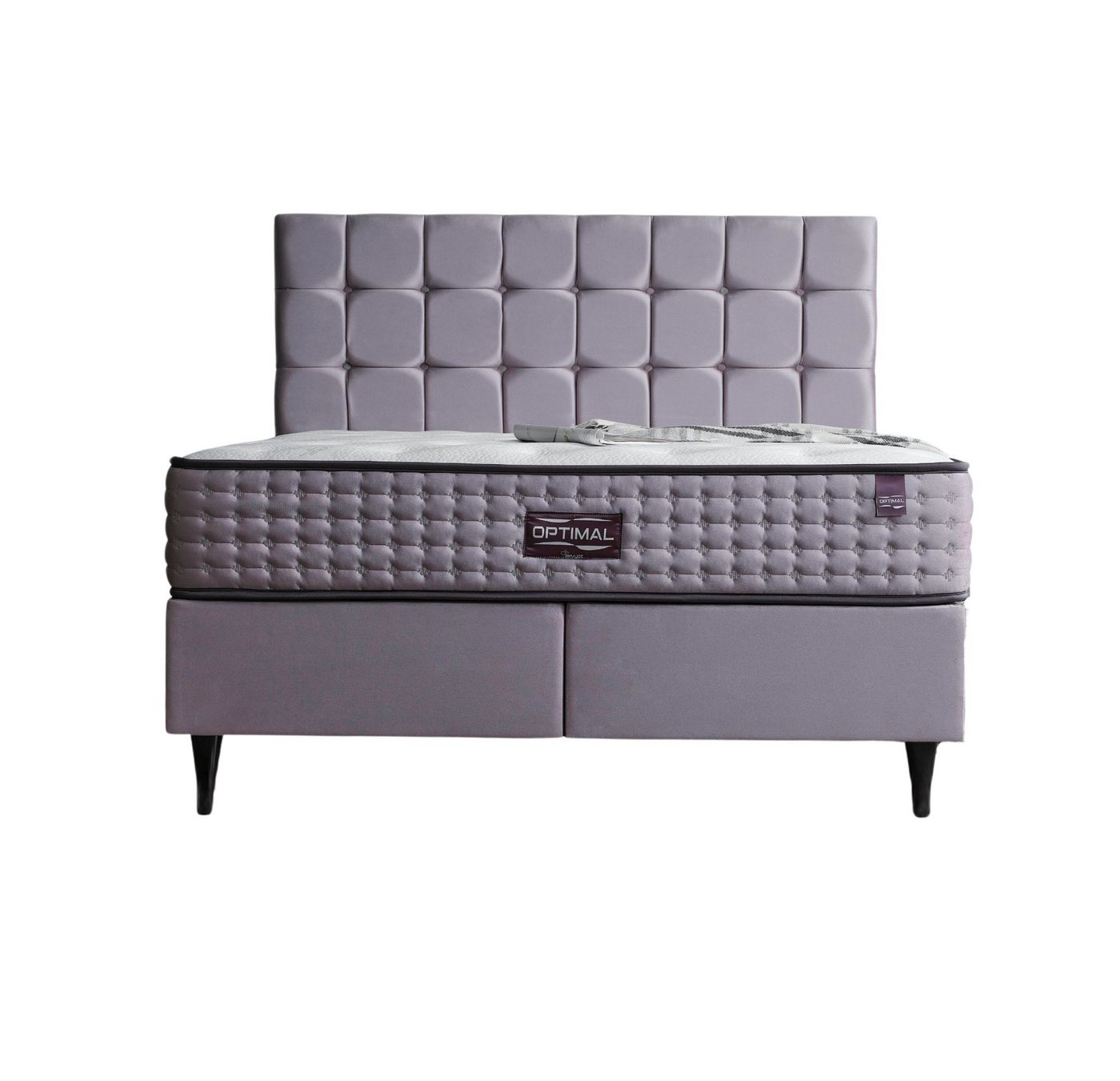 Villa Möbel Boxspringbett Optimal (Bett Set, Bett Set aus Bettkasten, Kopfteil und Matratze), Bettkasten mit XXL Stauraum & Gasdruckfedern für einfache Handhabung von Villa Möbel