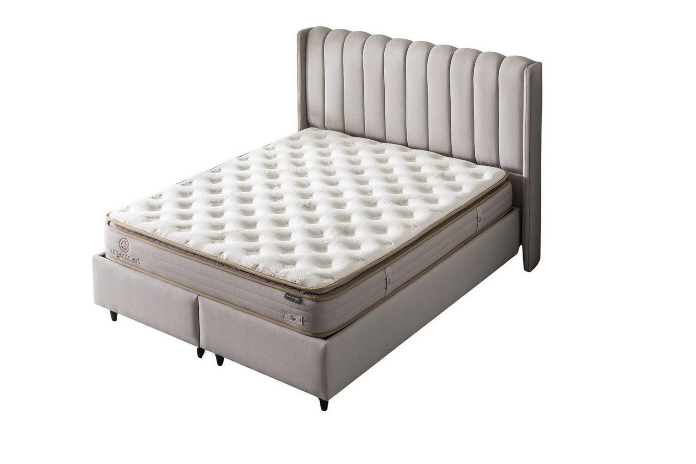 Villa Möbel Boxspringbett Organic (Bett Set, Betset), Bettkasten mit XXL Stauraum & Gasdruckfedern für einfache Handhabung von Villa Möbel