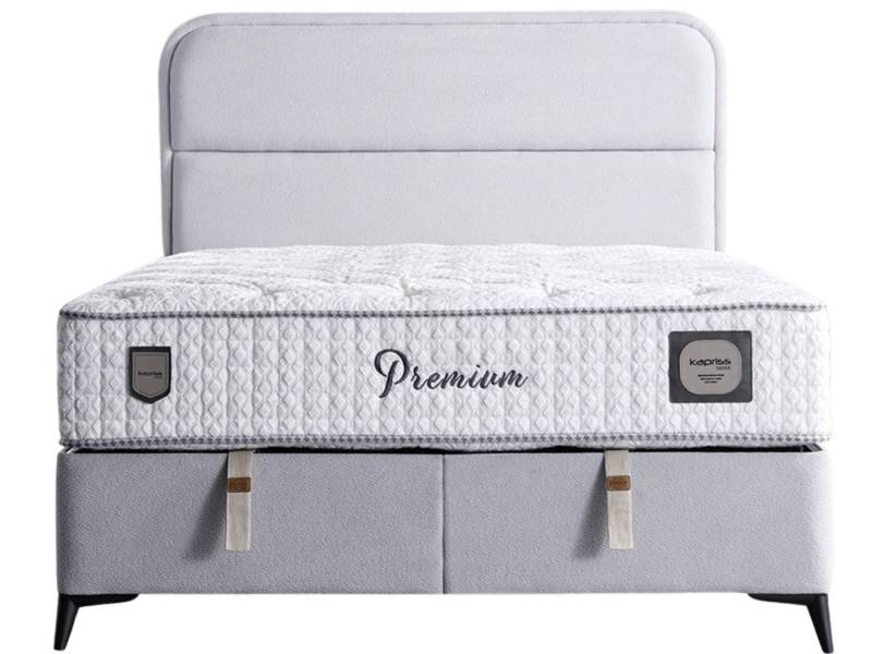 Villa Möbel Boxspringbett Premium Hellgrau (Bett Set, Bett Set), XXL-Bettkasten mit Gasdruckfedern  mühelos & geräumig von Villa Möbel