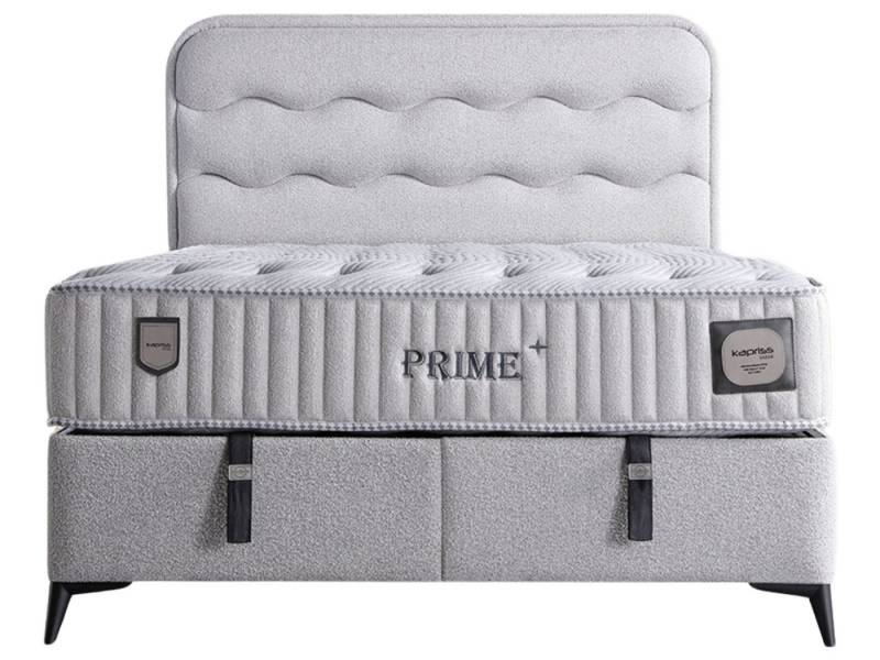 Villa Möbel Boxspringbett Prime Hellgrau (Bett Set, Bett Set), XXL-Bettkasten mit Gasdruckfedern  mühelos & geräumig von Villa Möbel