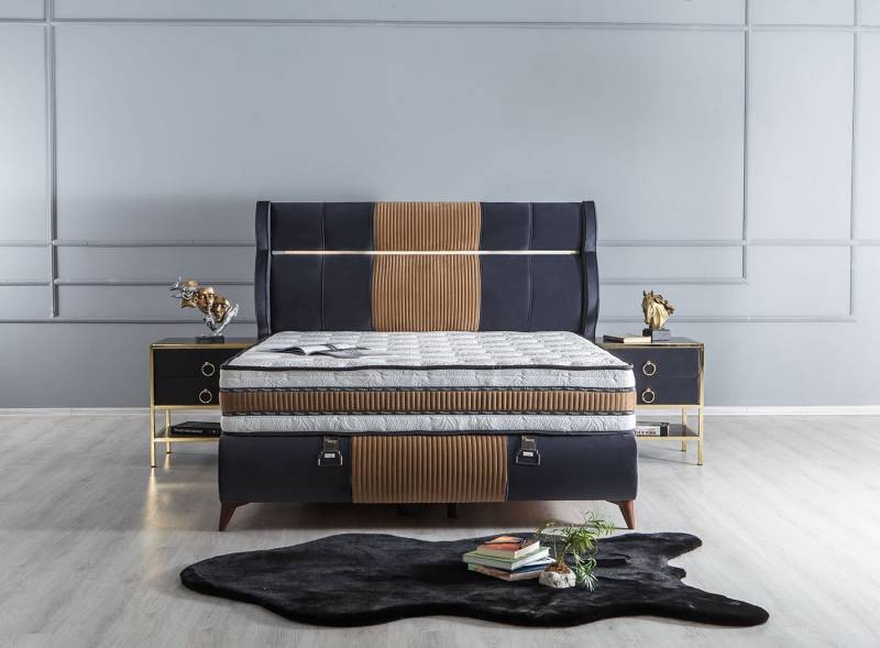 Villa Möbel Boxspringbett SOFIA (Bett Set, Bettset), Bettkasten mit XXL Stauraum & Gasdruckfedern für einfache Handhabung von Villa Möbel