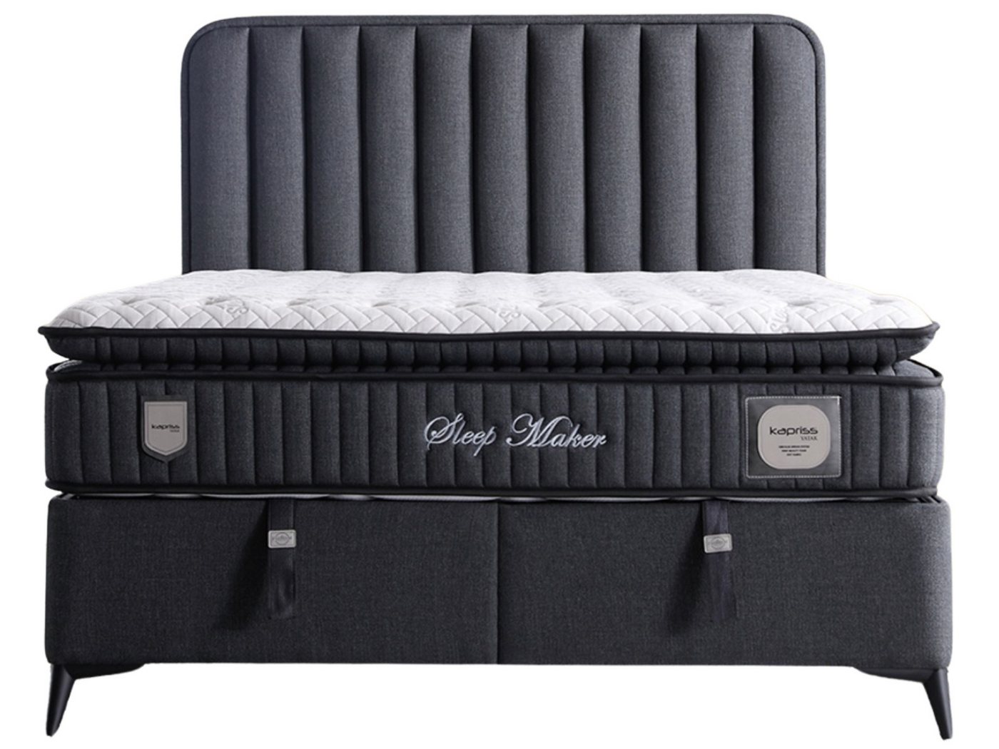 Villa Möbel Boxspringbett Sleepmaker Anthrazit (Bett Set, Bett Set), XXL-Bettkasten mit Gasdruckfedern  mühelos & geräumig von Villa Möbel