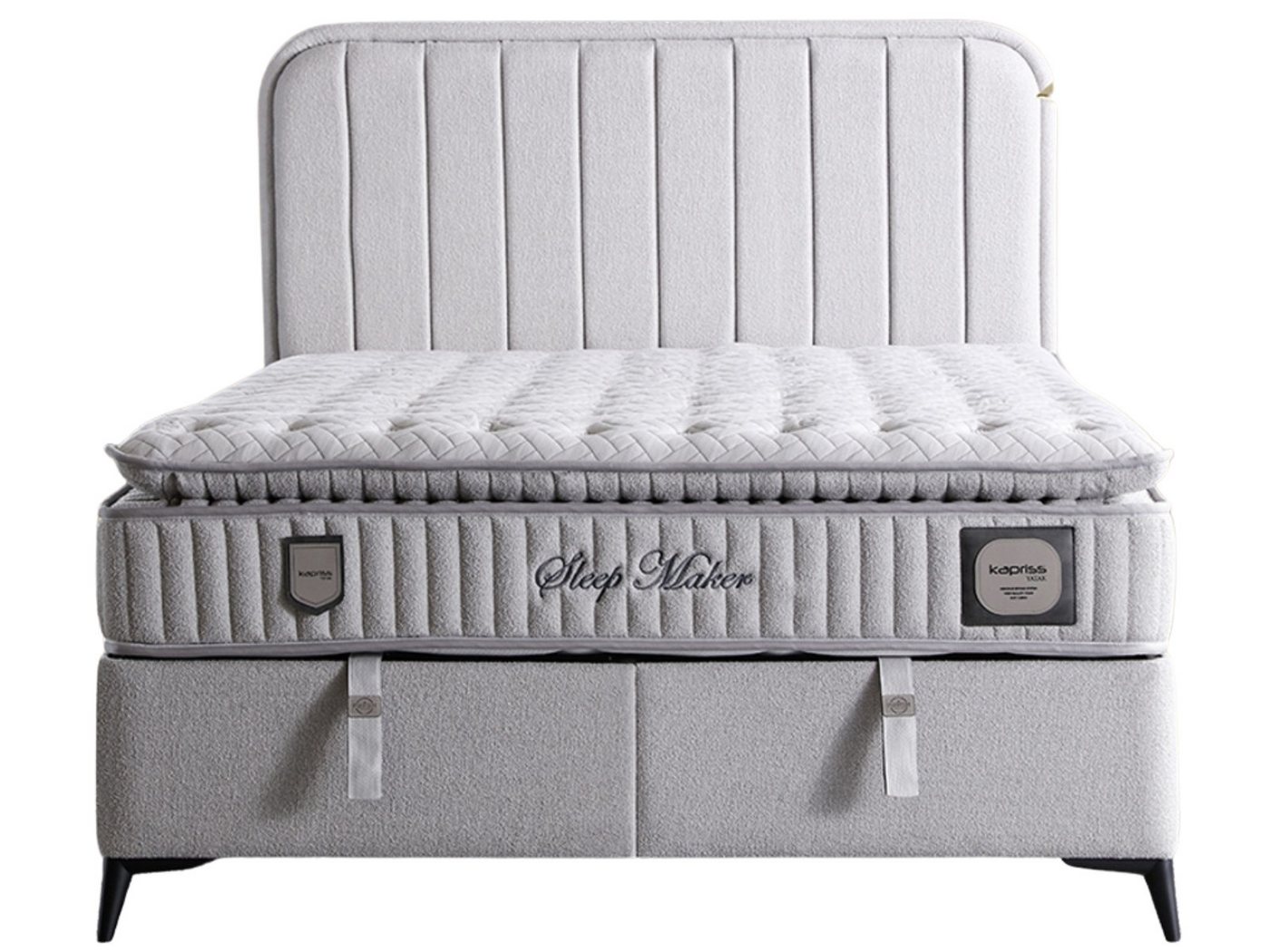 Villa Möbel Boxspringbett Sleepmaker Grau (Bett Set, Bett Set), XXL-Bettkasten mit Gasdruckfedern  mühelos & geräumig von Villa Möbel
