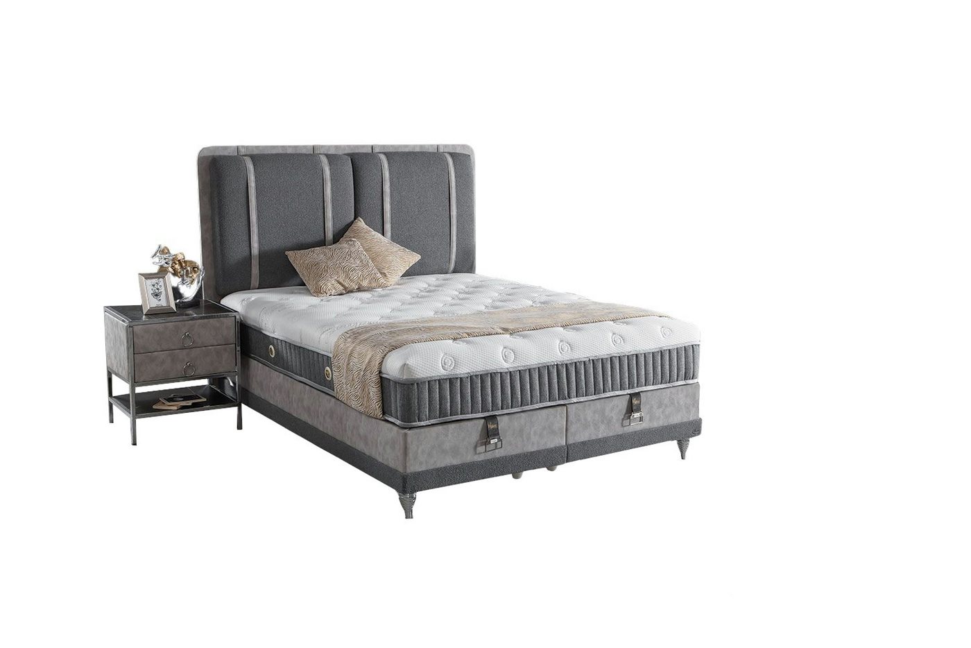 Villa Möbel Boxspringbett TORINO (Bett Set, Bettset), Bettkasten mit XXL Stauraum & Gasdruckfedern für einfache Handhabung von Villa Möbel