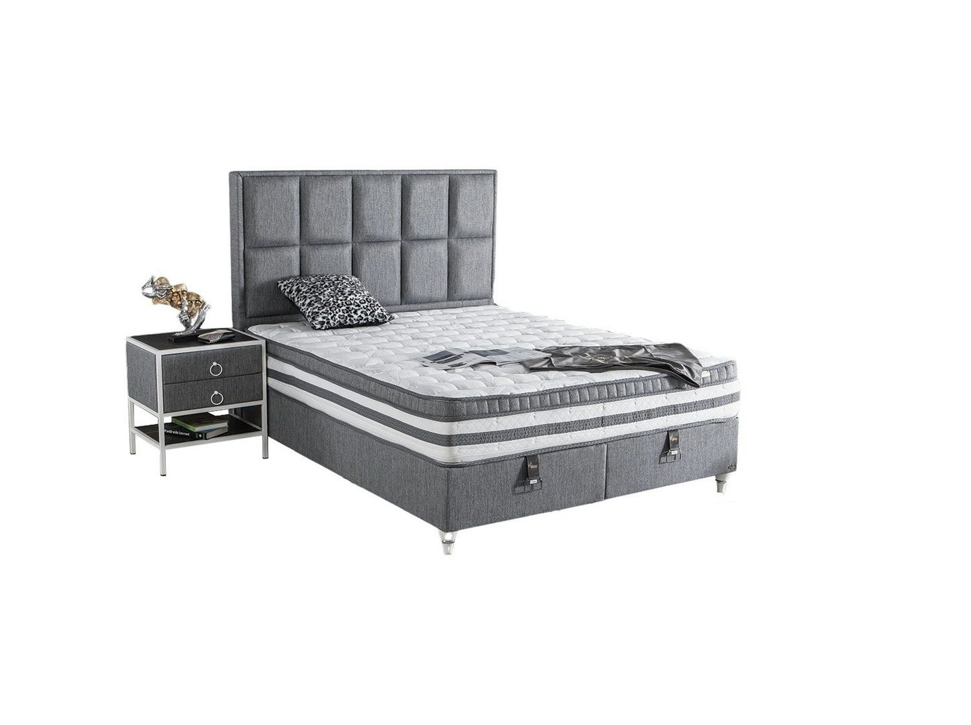 Villa Möbel Boxspringbett VEGAS (Bett Set, Bettset), Bettkasten mit XXL Stauraum & Gasdruckfedern für einfache Handhabung von Villa Möbel