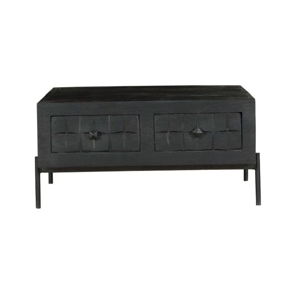 Villa Möbel Couchtisch Couchtisch Brandy Black 80x80 cm (80x80cm, 1-St), Massivholz mit Metall-Gestell von Villa Möbel