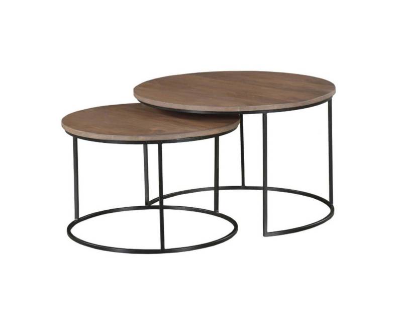 Villa Möbel Couchtisch Couchtisch Ellison Walnuss 2er-Set (Set, 2-St., 2er-Set), Die Metallbeine sind mit einem schwarzen Lack überzogen. von Villa Möbel