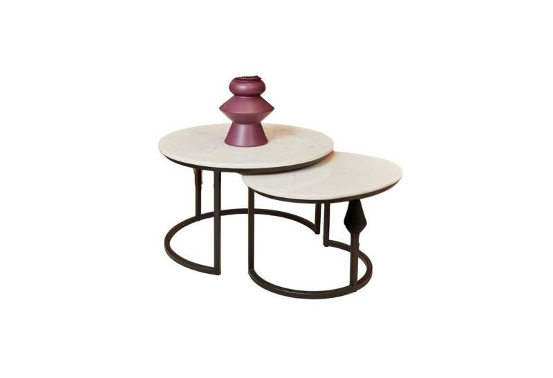 Villa Möbel Couchtisch Couchtisch Astra 2er-Set Rund Weißer Marmor (Set, 2-St., 2er-Set), Marmor mit Metallgestell von Villa Möbel