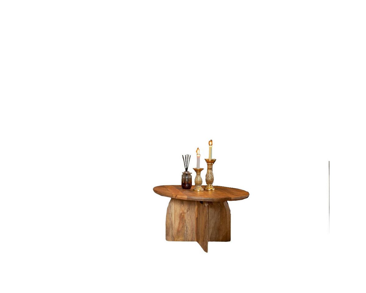 Villa Möbel Couchtisch Couchtisch Pure Perception 80 cm Rund (Packung, 1-St., 1 Tisch), Mango Massivholz mit Holzfüßen von Villa Möbel