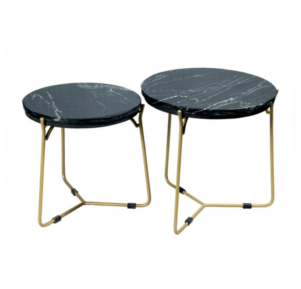 Villa Möbel Couchtisch Couchtisch-Set Sally Schwarzer Marmor 50-40 cm (Set, 2-St., 2er Set), Marmorplatte mit Metallgestell, goldfarben von Villa Möbel