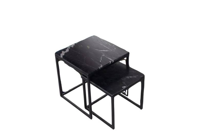 Villa Möbel Couchtisch Couchtisch-Set Dilan Schwarzer Marmor 50-40 cm (Set, 2-St., 2er Set), Marmorplatten mit Metallgestell von Villa Möbel