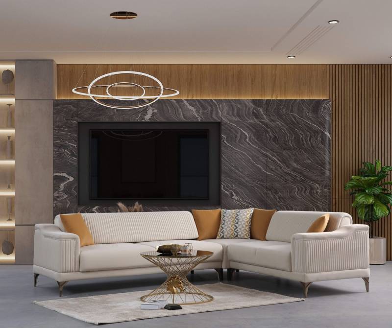 Villa Möbel Ecksofa Santiago, 1 Teile, mit Relax-/Bettfunktion durch umklappbare Rückenlehne von Villa Möbel