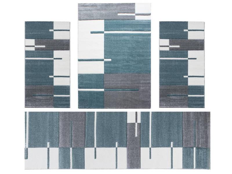 Villa Möbel Kurzflor-Bettumrandung Kariert Design, Höhe 13 mm, (4-tlg), Designer Wohnzimmer Teppich Kurzflor handgearbeiteter Konturenschnitt Villa Möbel Kurzflor-Bettumrandung Kariert Design, Höhe 13 mm, (4-tlg), Designer Wohnzimmer Teppich Kurzflor handgearbeiteter Konturenschnitt von Villa Möbel