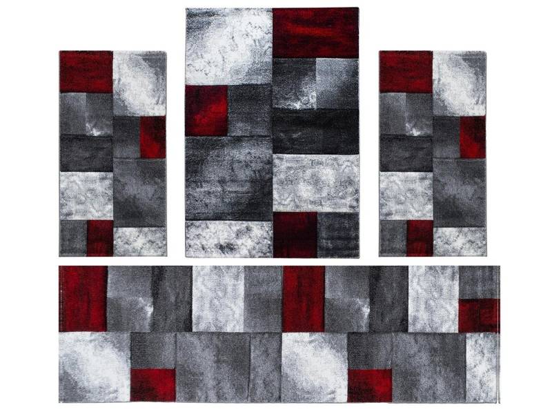 Villa Möbel Kurzflor-Bettumrandung Kariert Design, Höhe 13 mm, (4-tlg), Wohnzimmer Teppich Rot Kurzflor Konturenschnitt Kariert Design Villa Möbel Kurzflor-Bettumrandung Kariert Design, Höhe 13 mm, (4-tlg), Wohnzimmer Teppich Rot Kurzflor Konturenschnitt Kariert Design von Villa Möbel