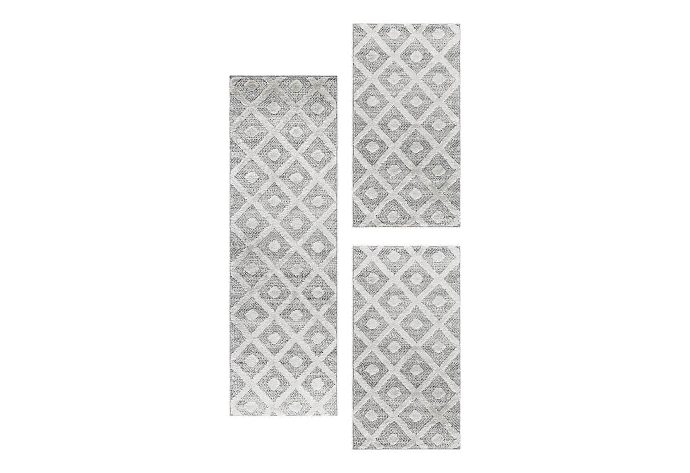 Villa Möbel Hochflor-Bettumrandung Boho-Design, Höhe 20 mm, (3-tlg), Teppich Wohnzimmer Boho Design weich 3D Optik Skandinavische Stil von Villa Möbel