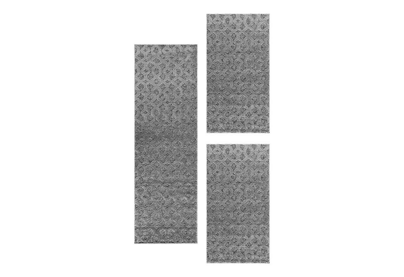 Villa Möbel Hochflor-Bettumrandung Boho-Design, Höhe 20 mm, (3-tlg), Teppich Wohnzimmer Geometrisch Design 3D Optik Skandinavische Stil von Villa Möbel