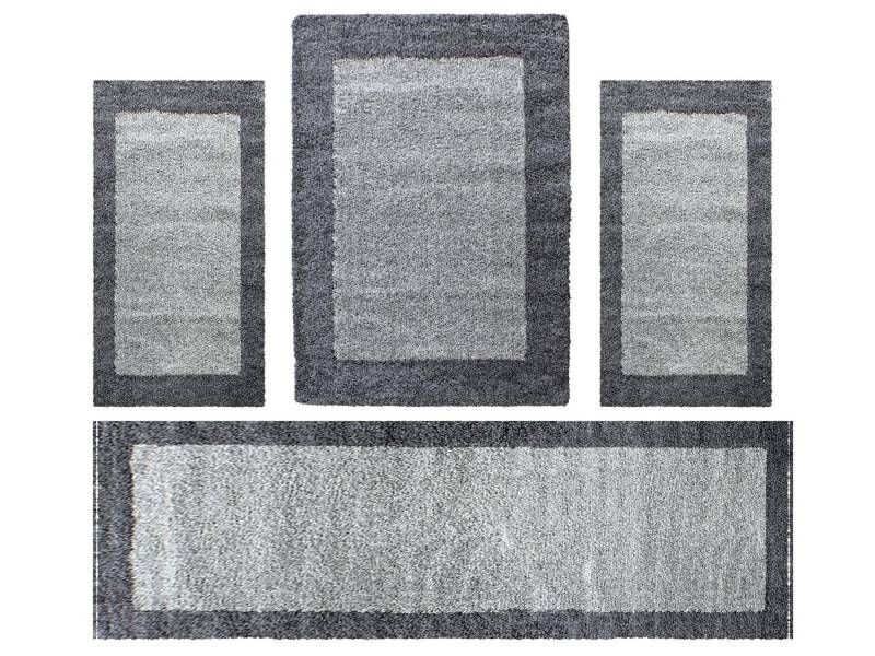 Villa Möbel Hochflor-Bettumrandung Bordüre Design, Höhe 30 mm, (4-tlg), Teppich Wohnzimmer Bordüre Design Shaggy versch. farben und größen von Villa Möbel
