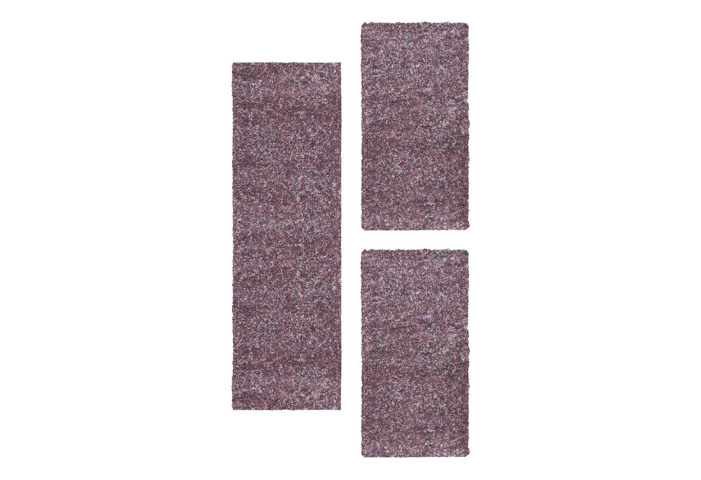 Villa Möbel Hochflor-Bettumrandung Meliert Design, Höhe 30 mm, (3-tlg), Teppich Meliert Design Teppich Wohnzimmer versch. farben und größen von Villa Möbel