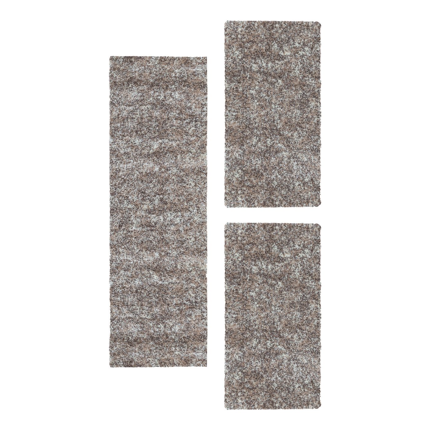 Villa Möbel Hochflor-Bettumrandung Meliert Design, Höhe 30 mm, (3-tlg), Teppich Meliert Design Teppich Wohnzimmer versch. farben und größen von Villa Möbel