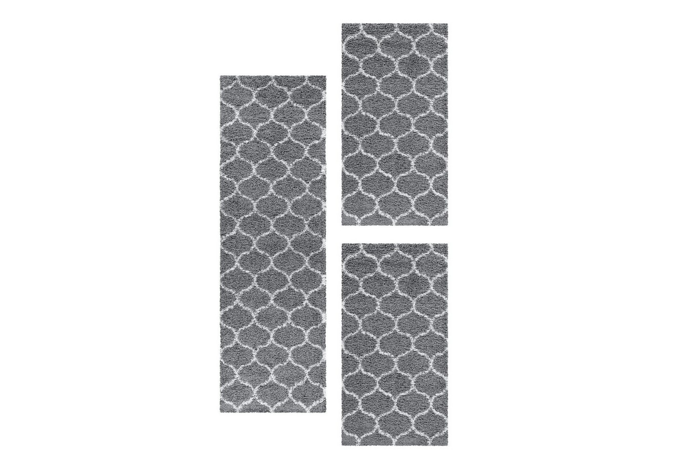 Villa Möbel Hochflor-Bettumrandung Skandinavisches Design, Höhe 30 mm, (3-tlg), Runder Teppich Wohnzimmer Skandinavisches Design Shaggy flauschig von Villa Möbel