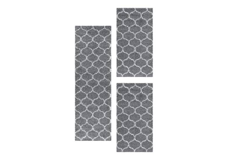 Villa Möbel Hochflor-Bettumrandung Skandinavisches Design, Höhe 30 mm, (3-tlg), Runder Teppich Wohnzimmer Skandinavisches Design Shaggy flauschig von Villa Möbel