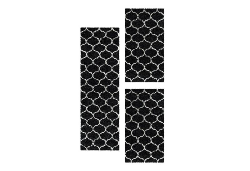 Villa Möbel Hochflor-Bettumrandung Skandinavisches Design, Höhe 30 mm, (3-tlg), Runder Teppich Wohnzimmer Skandinavisches Design Shaggy flauschig von Villa Möbel