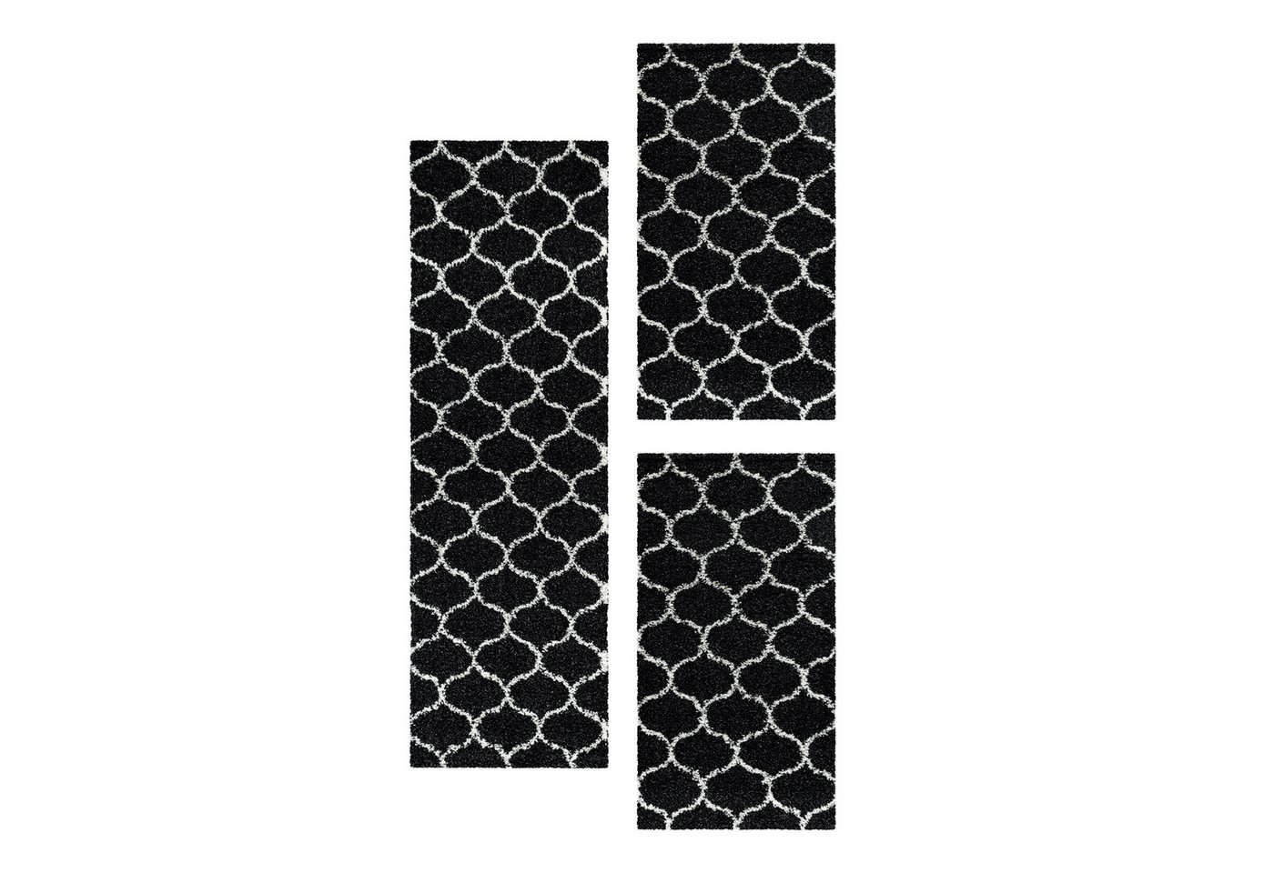 Villa Möbel Hochflor-Bettumrandung Skandinavisches Design, Höhe 30 mm, (3-tlg), Runder Teppich Wohnzimmer Skandinavisches Design Shaggy flauschig von Villa Möbel