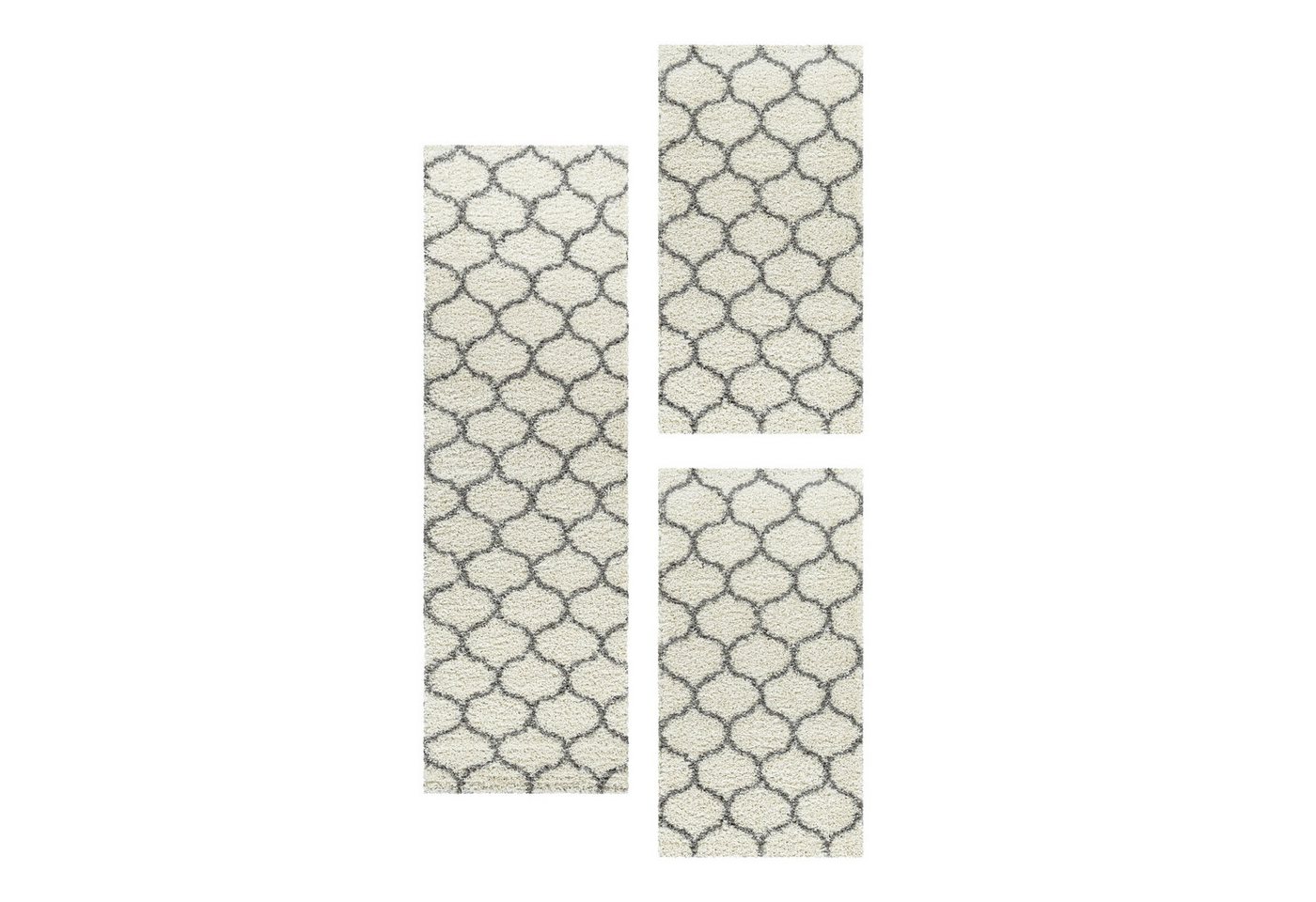 Villa Möbel Hochflor-Bettumrandung Skandinavisches Design, Höhe 30 mm, (3-tlg), Runder Teppich Wohnzimmer Skandinavisches Design Shaggy flauschig von Villa Möbel