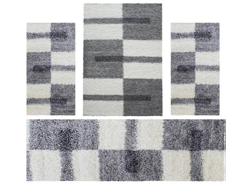 Villa Möbel Hochflor-Bettumrandung Kariert Design, Höhe 30 mm, (4-tlg), Teppich Kariert Design Teppich im modern Stil Teppich Wohnzimmer Villa Möbel Hochflor-Bettumrandung Kariert Design, Höhe 30 mm, (4-tlg), Teppich Kariert Design Teppich im modern Stil Teppich Wohnzimmer von Villa Möbel