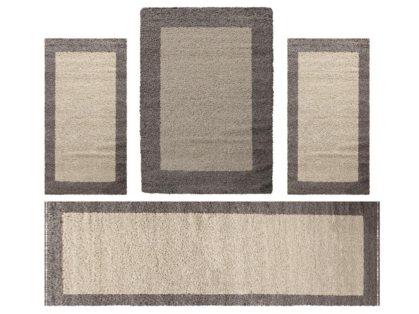 Villa Möbel Hochflor-Teppich Lifiva Teppich-Set, Rechteckig, Höhe: 30 mm, Teppich Wohnzimmer Bordüre Design Shaggy versch. farben und größen von Villa Möbel