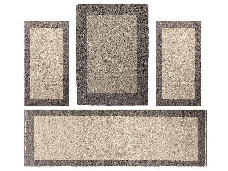 Villa Möbel Hochflor-Teppich Lifiva Teppich-Set, Rechteckig, Höhe: 30 mm, Teppich Wohnzimmer Bordüre Design Shaggy versch. farben und größen von Villa Möbel