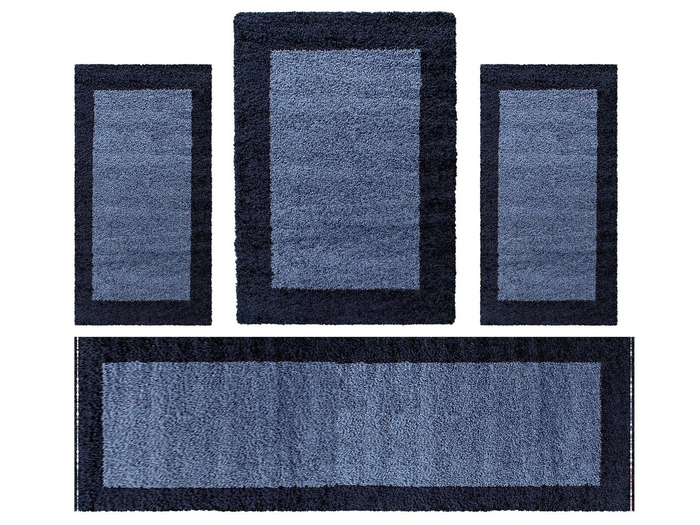 Villa Möbel Hochflor-Teppich Lifiva Teppich-Set, Rechteckig, Höhe: 30 mm, Teppich Wohnzimmer Bordüre Design Shaggy versch. farben und größen von Villa Möbel