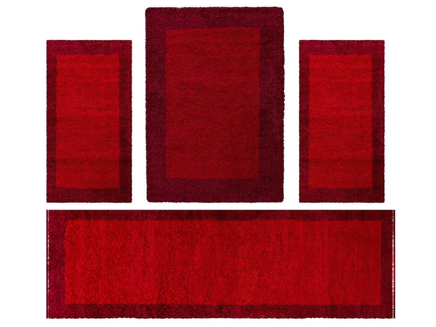 Villa Möbel Hochflor-Teppich Lifiva Teppich-Set, Rechteckig, Höhe: 30 mm, Teppich Wohnzimmer Bordüre Design Shaggy versch. farben und größen von Villa Möbel