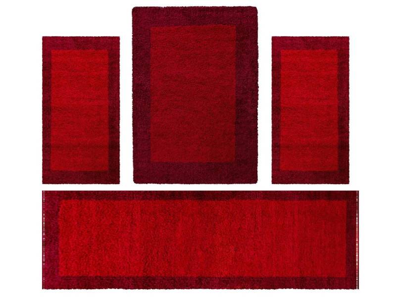 Villa Möbel Hochflor-Teppich Lifiva Teppich-Set, Rechteckig, Höhe: 30 mm, Teppich Wohnzimmer Bordüre Design Shaggy versch. farben und größen von Villa Möbel