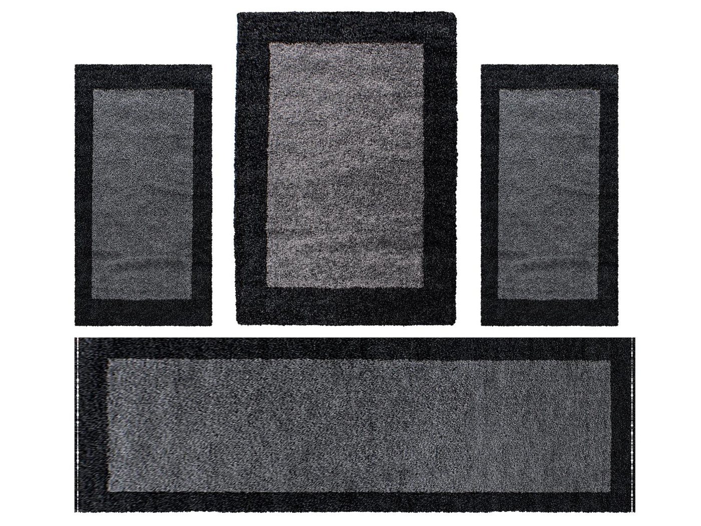 Villa Möbel Hochflor-Teppich Lifiva Teppich-Set, Rechteckig, Höhe: 30 mm, Teppich Wohnzimmer Bordüre Design Shaggy versch. farben und größen von Villa Möbel