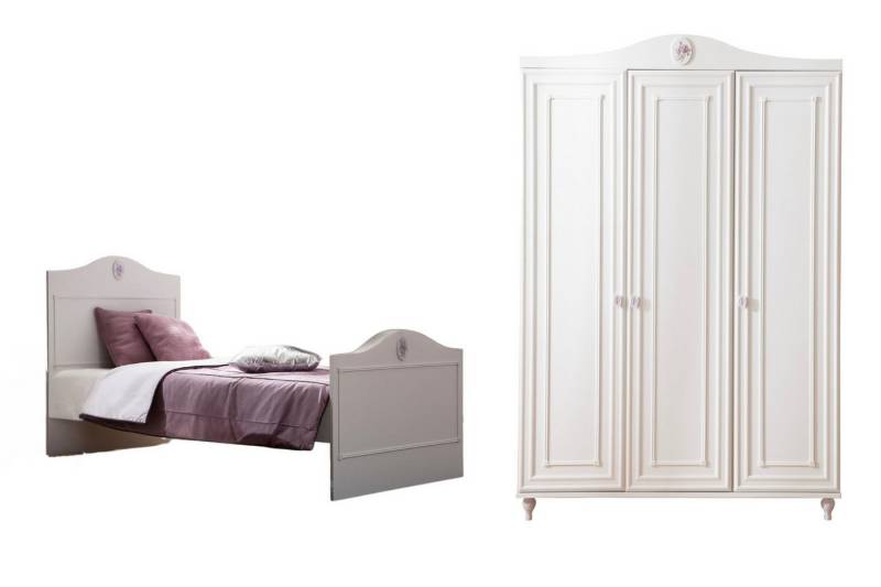 Villa Möbel Jugendzimmer-Set Bianca Kinderzimmer, (3 tlg. Set, 3-tlg., Set besteht aus Bett-Kleiderschrank-Nachttisch), Hand Made Quality Hochwertige Vearbeitung, Pflegeleichte Oberfläche von Villa Möbel