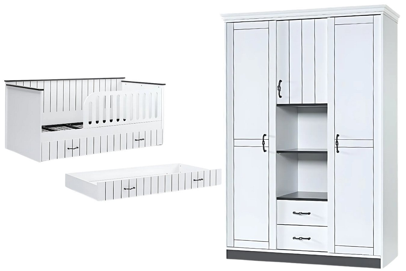 Villa Möbel Jugendzimmer-Set Trio Montessori Bett, (3-tlg., Set in verschiedenen Varianten erhältlich) von Villa Möbel