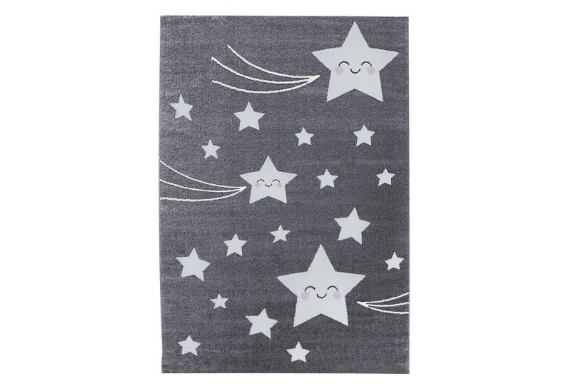 Villa Möbel Kinderteppich Kidaro, Höhe: 11 mm, Kinderteppich Stern-Design Grau Baby Teppich Kinderzimmer Pflegeleicht von Villa Möbel