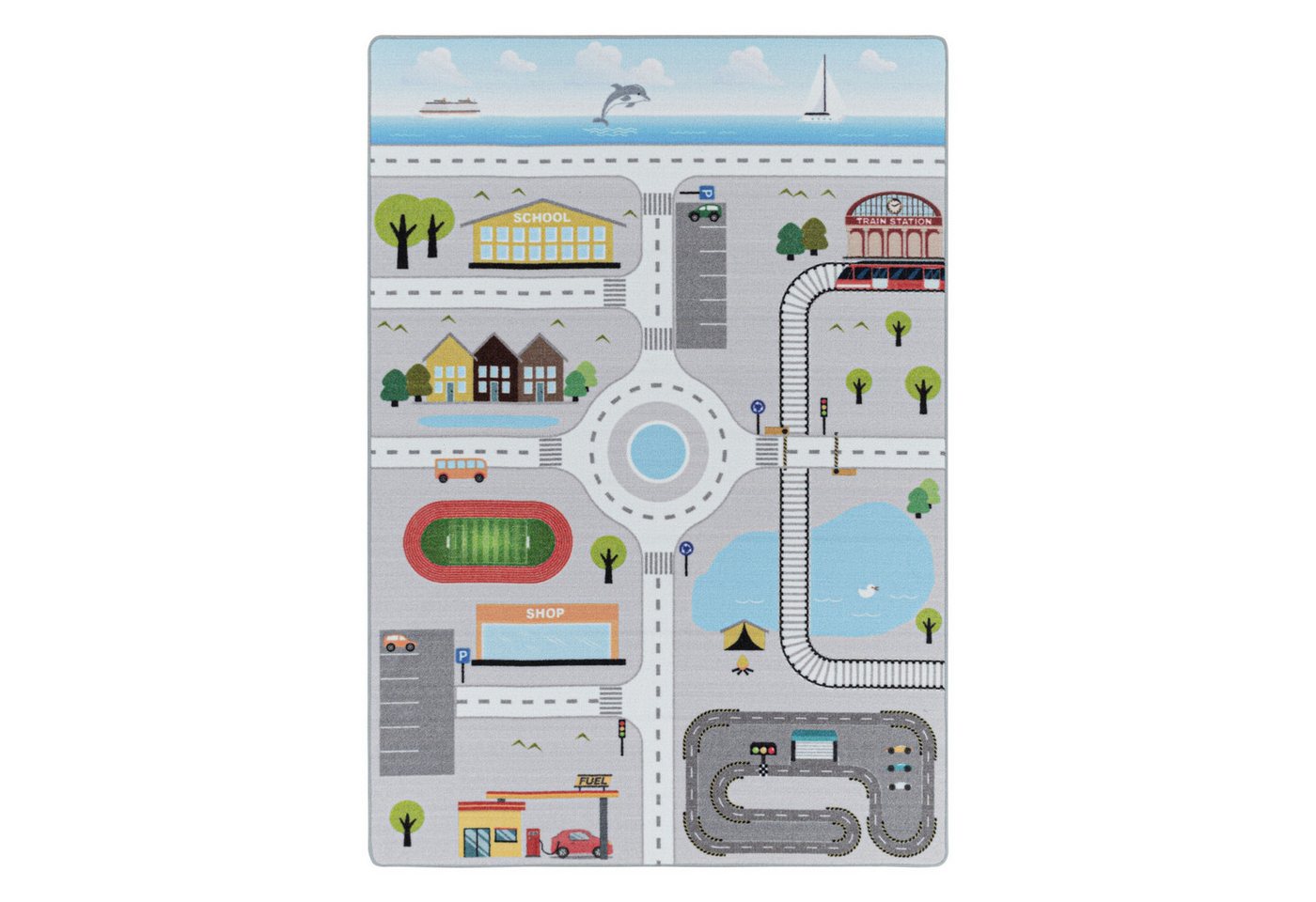 Villa Möbel Kinderteppich Plaelle, Rechteckig, Höhe: 7 mm, Kinderteppich Straßenteppich Teppich Kinderzimmer Rutschfest Waschbar von Villa Möbel