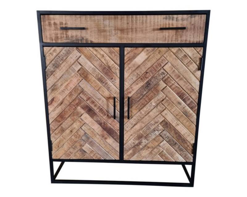 Villa Möbel Kommode (100x45x115cm, 1 St., 1 Kommode), Mangoholz mit Fischgrätmuster und Loungegestell Villa Möbel Kommode (100x45x115cm, 1 St., 1 Kommode), Mangoholz mit Fischgrätmuster und Loungegestell von Villa Möbel