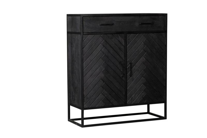 Villa Möbel Kommode (100x40x115cm, 1 St., 1 Kommode), Mangoholz mit Fischgrätmuster und Loungegestell von Villa Möbel