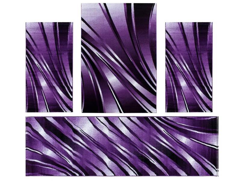Villa Möbel Kurzflor-Bettumrandung Abstrakt Wellen Design, Höhe 12 mm, (4-tlg), Kurzflor Teppich Wohnzimmer Abstrakt Wellen Design versch. größe von Villa Möbel